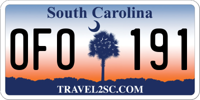SC license plate OFO191