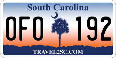 SC license plate OFO192