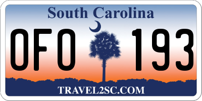 SC license plate OFO193