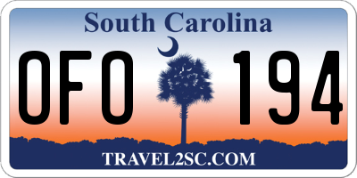 SC license plate OFO194