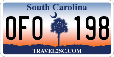 SC license plate OFO198