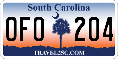 SC license plate OFO204