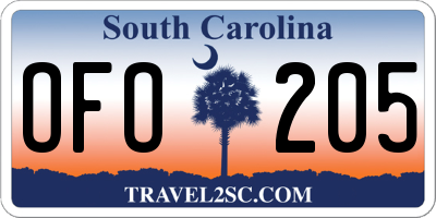 SC license plate OFO205