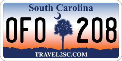 SC license plate OFO208