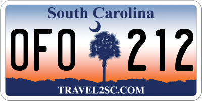 SC license plate OFO212