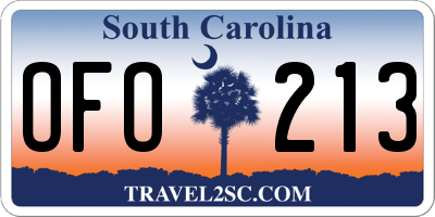 SC license plate OFO213