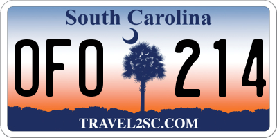 SC license plate OFO214