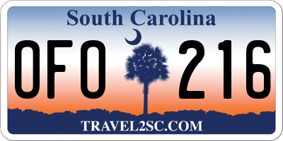SC license plate OFO216