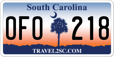 SC license plate OFO218