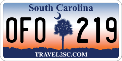 SC license plate OFO219
