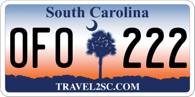SC license plate OFO222