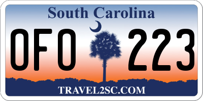 SC license plate OFO223