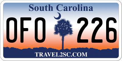 SC license plate OFO226
