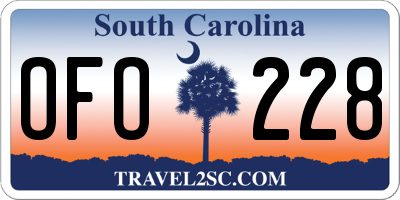 SC license plate OFO228