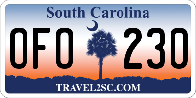 SC license plate OFO230