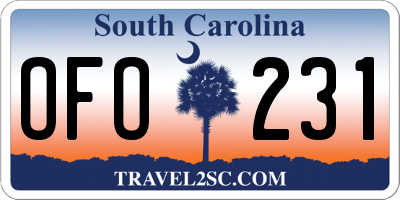 SC license plate OFO231
