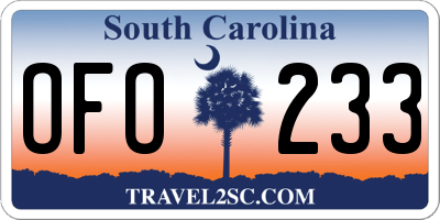 SC license plate OFO233