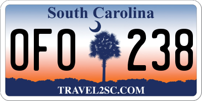 SC license plate OFO238