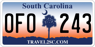 SC license plate OFO243