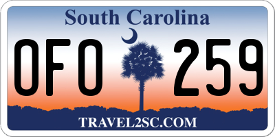 SC license plate OFO259