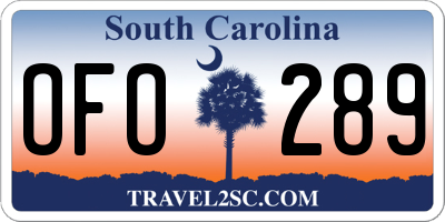 SC license plate OFO289