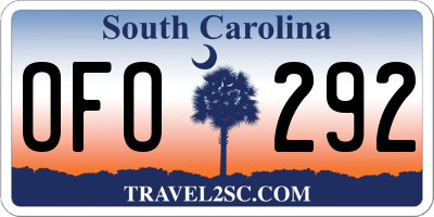 SC license plate OFO292