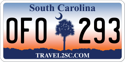 SC license plate OFO293