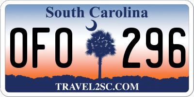 SC license plate OFO296