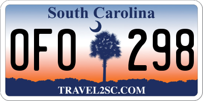 SC license plate OFO298