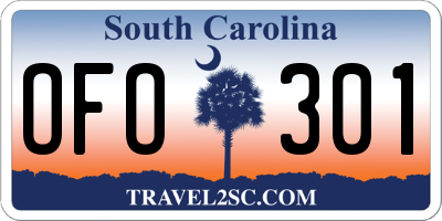 SC license plate OFO301