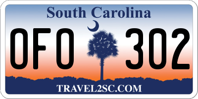 SC license plate OFO302
