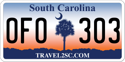 SC license plate OFO303