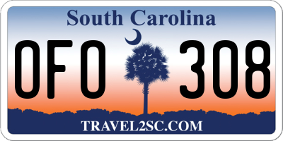 SC license plate OFO308
