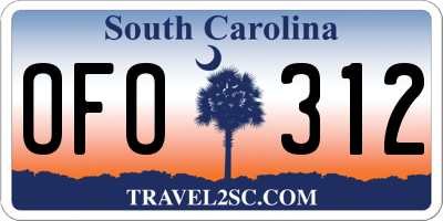 SC license plate OFO312