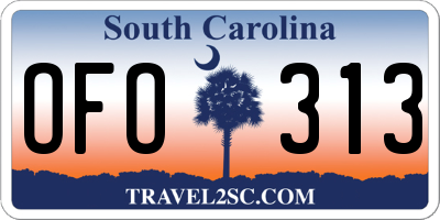 SC license plate OFO313