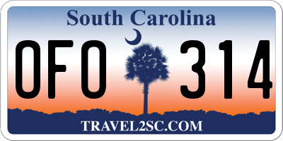 SC license plate OFO314
