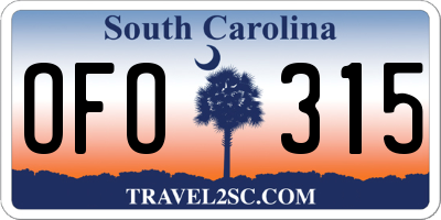SC license plate OFO315