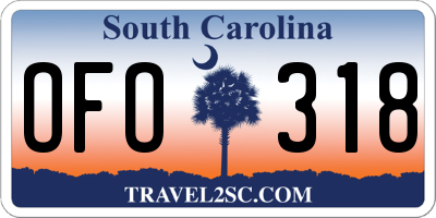 SC license plate OFO318