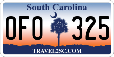 SC license plate OFO325