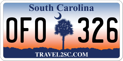 SC license plate OFO326