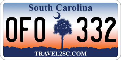 SC license plate OFO332