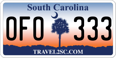 SC license plate OFO333