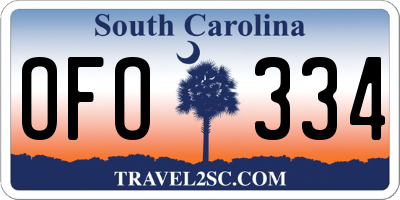 SC license plate OFO334