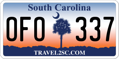 SC license plate OFO337