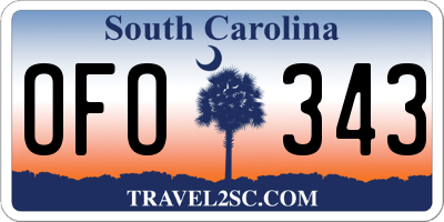 SC license plate OFO343