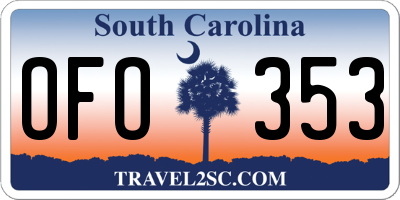 SC license plate OFO353