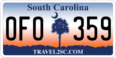 SC license plate OFO359