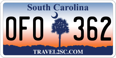 SC license plate OFO362