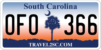 SC license plate OFO366