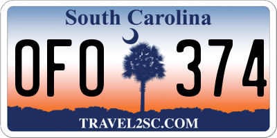 SC license plate OFO374